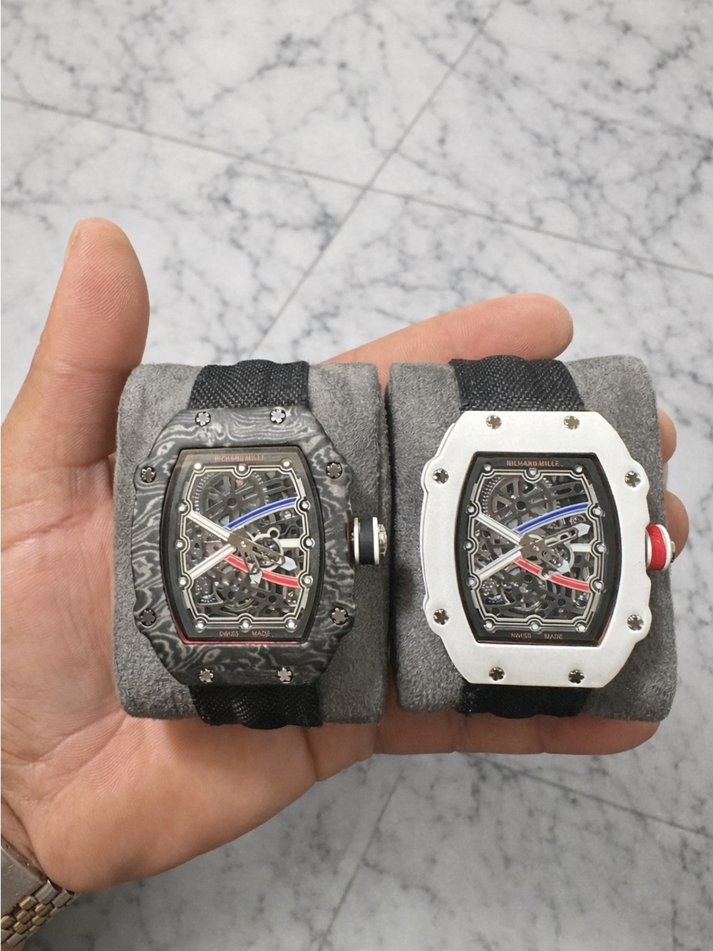 2 Men's Skeleton Dial Watch - Black and White